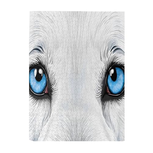 Blaue Augen Wolf – Druck 500 Teile Bilderpuzzles für Erwachsene, umweltfreundliches Holzpuzzle mit Bildern, Geschenk für Familienspaß und Entspannung Blaue Augen Wolf – Druck 500 Teile Bilderpuzzles für Erwachsene, umweltfreundliches Holzpuzzle mit Bildern, Geschenk für Familienspaß und Entspannung von JAYWIS