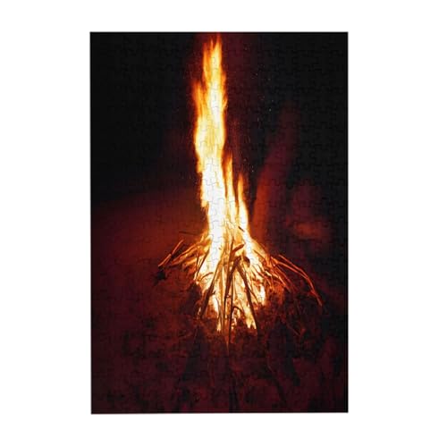 Camping Lagerfeuer – Druck 300-teiliges Bilderpuzzle – Holz für Erwachsene, Familienspaß und Entspannungsgeschenk von JAYWIS