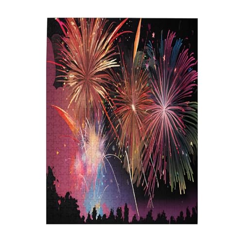 Explosion Feuerwerk 3D - Druck 500 Teile Bilderpuzzles für Erwachsene Umweltfreundliches Holzpuzzle mit Bildern Geschenk für Familie Spaß und Entspannung von JAYWIS