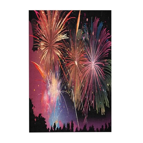 Explosion Firework 3D-Druck, 300-teiliges Bilderpuzzle – Holz für Erwachsene, Familienspaß und Entspannungsgeschenk von JAYWIS