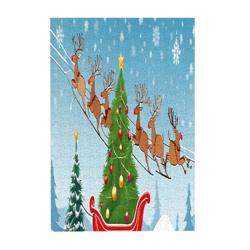 Frohe Weihnachten Druck – 300-teiliges Bilderpuzzle – Holz für Erwachsene, Familienspaß und Entspannungsgeschenk von JAYWIS