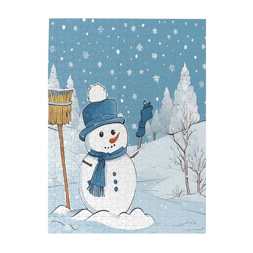 Frohe Weihnachten Schneemänner – Druck 500 Teile Bilderpuzzles für Erwachsene, umweltfreundliches Holzpuzzle mit Bildern, Geschenk für Familienspaß und Entspannung von JAYWIS