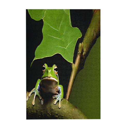 Frosch und Regen, 300-teiliges Bilderpuzzle aus Holz für Erwachsene, Familienspaß und Entspannungsgeschenk von JAYWIS
