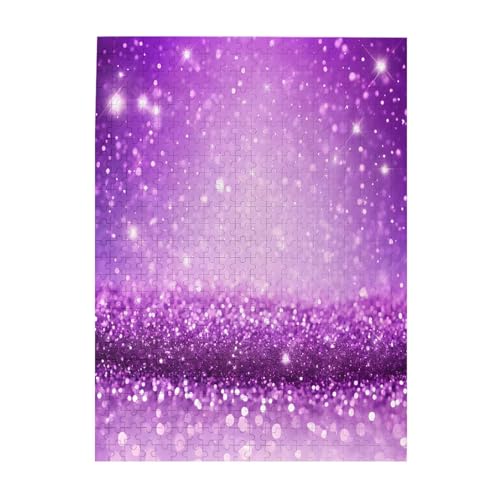 Funkelnder violetter Glitzer, 500 Teile, Bilderpuzzles für Erwachsene, umweltfreundliches Holzpuzzle mit Bildern, Geschenk für Familienspaß und Entspannung von JAYWIS