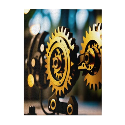 Goldene mechanische Scheiben – Druck 500 Teile Bilderpuzzles für Erwachsene, umweltfreundliches Holzpuzzle mit Bildern, Geschenk für Familienspaß und Entspannung von JAYWIS