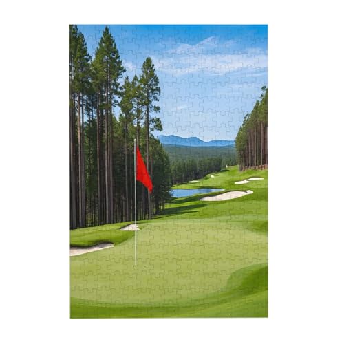 Golfplatz-Rasen-Druck, 300-teiliges Bilderpuzzle – Holz für Erwachsene, Familienspaß und Entspannungsgeschenk von JAYWIS