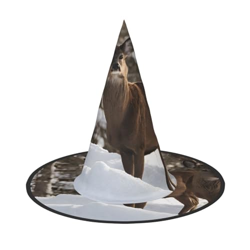 JAYWIS Beauty Deer – Druck Halloween Hut Erwachsene – verstaubare Hexe Kopfbedeckung für Renaissance-Messen, Gothic-Partys und Festivals von JAYWIS