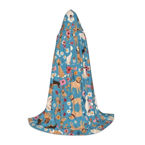 JAYWIS Border Collie Kapuzenumhang mit Blumenmuster, bedruckt, verstellbar, für Teenager, Halloween-Abenteuer, Partys und festliche Anlässe, Größe M von JAYWIS