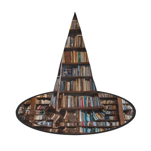 JAYWIS Bücher – Bedruckter Halloween-Hut für Erwachsene, verstaubare Hexen-Kopfbedeckung für Renaissance-Messen, Gothic-Partys und Festivals von JAYWIS
