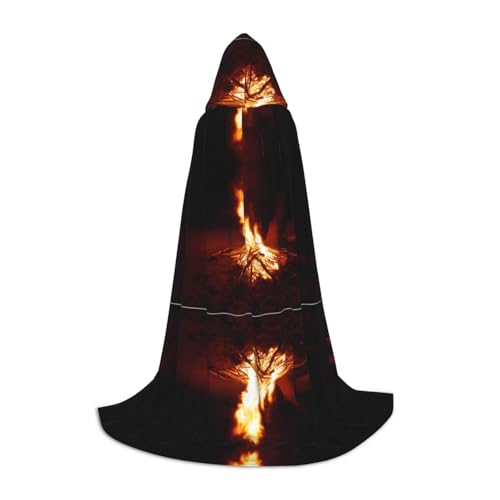 JAYWIS Camping-Umhang mit Lagerfeuer – bedruckter, verstellbarer Umhang für Teenager, Halloween-Abenteuer, Partys und festliche Anlässe, Größe S von JAYWIS