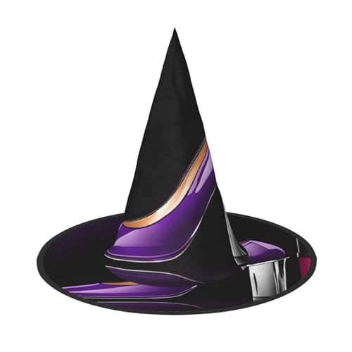 JAYWIS Elegante violette High Heels mit Lippenstift-Druck, volle Abdeckung, Halloween-Hut für Erwachsene, verstaubare Hexen-Kopfbedeckung für Renaissance-Messen, Gothic-Partys und Festivals JAYWIS Elegante violette High Heels mit Lippenstift-Druck, volle Abdeckung, Halloween-Hut für Erwachsene, verstaubare Hexen-Kopfbedeckung für Renaissance-Messen, Gothic-Partys und Festivals von JAYWIS