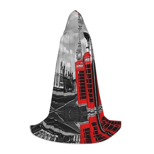 JAYWIS England UK Retro London Telefon – Druck Jugend Kapuzenumhang – bedruckter, verstellbarer Umhang für Teenager, Halloween-Abenteuer, Partys und festliche Anlässe, Größe S JAYWIS England UK Retro London Telefon – Druck Jugend Kapuzenumhang – bedruckter, verstellbarer Umhang für Teenager, Halloween-Abenteuer, Partys und festliche Anlässe, Größe S von JAYWIS