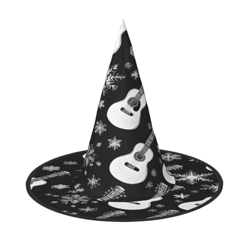 JAYWIS Gitarren-Motiv, volle Abdeckung, Halloween-Hut für Erwachsene, verstaubare Hexen-Kopfbedeckung für Renaissance-Messen, Gothic-Partys und Festivals von JAYWIS