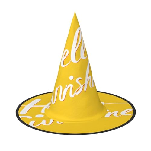 JAYWIS Goodlooking Hello-Print Halloween-Hut für Erwachsene, verstaubare Hexe, Kopfbedeckung für Renaissance-Messen, Gothic-Partys und Festivals von JAYWIS