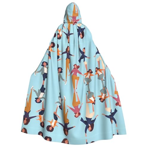 JAYWIS Gymnastik-Spiel-Druck für Erwachsene, Halloween-Umhang mit Kapuze, bedruckter Umhang in voller Länge für Festivals, Gothic-Events und Kostümpartys von JAYWIS