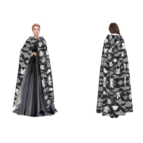 JAYWIS Halloween-Fledermaus-Umhang mit Kapuze für Erwachsene, verstellbarer Umhang für Halloween-Kostüme, Festivals und Gothic-Veranstaltungen, Grau JAYWIS Halloween-Fledermaus-Umhang mit Kapuze für Erwachsene, verstellbarer Umhang für Halloween-Kostüme, Festivals und Gothic-Veranstaltungen, Grau von JAYWIS