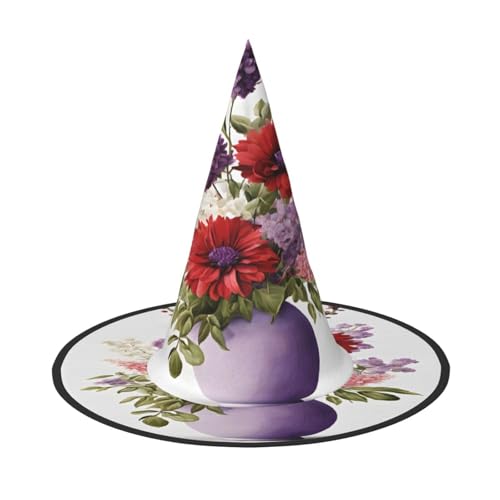 JAYWIS Halloween-Hut mit Blumendruck, volle Abdeckung, für Erwachsene, verstaubare Hexe, Kopfbedeckung für Renaissance-Messen, Gothic-Partys und Festivals von JAYWIS