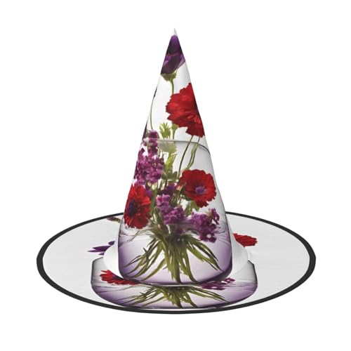 JAYWIS Halloween-Hut mit Blumendruck, volle Abdeckung, für Erwachsene, verstaubare Hexe, Kopfbedeckung für Renaissance-Messen, Gothic-Partys und Festivals von JAYWIS