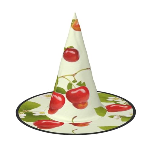 JAYWIS Halloween-Hut mit Erdbeermuster, volle Abdeckung, für Erwachsene, verstaubare Hexe, Kopfbedeckung für Renaissance-Messen, Gothic-Partys und Festivals von JAYWIS