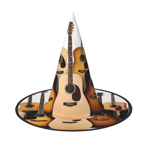 JAYWIS Halloween-Hut mit Gitarren-Druck, volle Abdeckung, für Erwachsene, verstaubare Hexen-Kopfbedeckung für Renaissance-Messen, Gothic-Partys und Festivals von JAYWIS