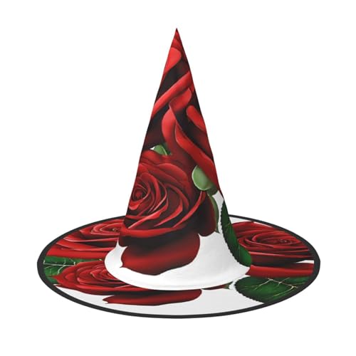 JAYWIS Halloween-Hut mit Gothic-Rosen, volle Abdeckung, für Erwachsene, verstaubare Hexe, Kopfbedeckung für Renaissance-Messen, Gothic-Partys und Festivals von JAYWIS