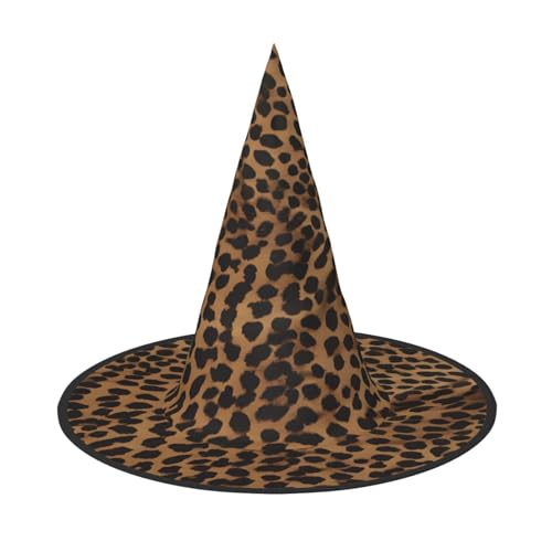 JAYWIS Halloween-Hut mit Leopardenmuster, volle Abdeckung, für Erwachsene, verstaubare Hexen-Kopfbedeckung für Renaissance-Messen, Gothic-Partys und Festivals von JAYWIS