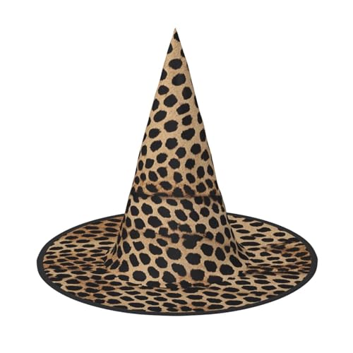 JAYWIS Halloween-Hut mit Leopardenmuster, volle Abdeckung, für Erwachsene, verstaubare Hexen-Kopfbedeckung für Renaissance-Messen, Gothic-Partys und Festivals von JAYWIS