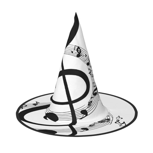 JAYWIS Halloween-Hut mit Musikdruck, volle Abdeckung, für Erwachsene, verstaubare Hexen-Kopfbedeckung für Renaissance-Messen, Gothic-Partys und Festivals von JAYWIS