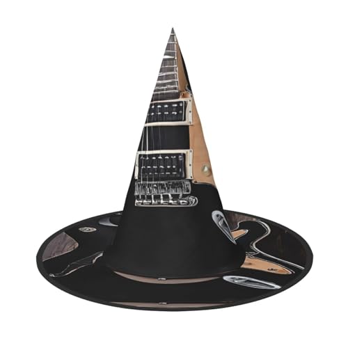 JAYWIS Halloween-Hut mit Musikgitarre, volle Abdeckung, für Erwachsene, verstaubare Hexen-Kopfbedeckung für Renaissance-Messen, Gothic-Partys und Festivals von JAYWIS