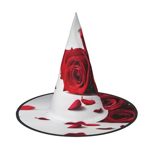JAYWIS Halloween-Hut mit Rosenaufdruck, volle Abdeckung, für Erwachsene, verstaubare Hexe, Kopfbedeckung für Renaissance-Messen, Gothic-Partys und Festivals von JAYWIS