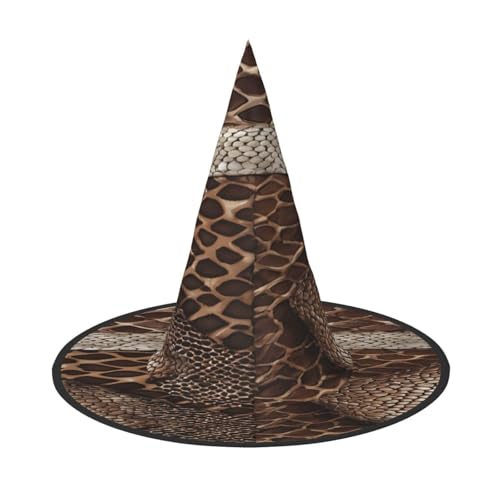 JAYWIS Halloween-Hut mit Schlangenhaut-Druck, volle Abdeckung, für Erwachsene, verstaubare Hexen-Kopfbedeckung für Renaissance-Messen, Gothic-Partys und Festivals von JAYWIS
