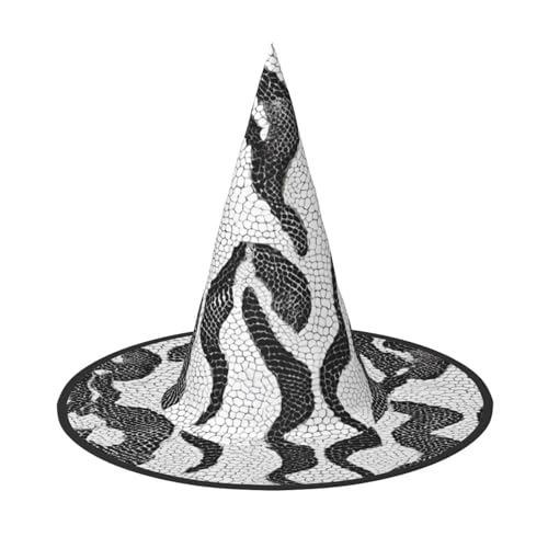 JAYWIS Halloween-Hut mit Schlangenhaut-Motiv, für Erwachsene, verstaubar, für Renaissance-Messen, Gothic-Partys und Festivals, Schwarz und Weiß von JAYWIS
