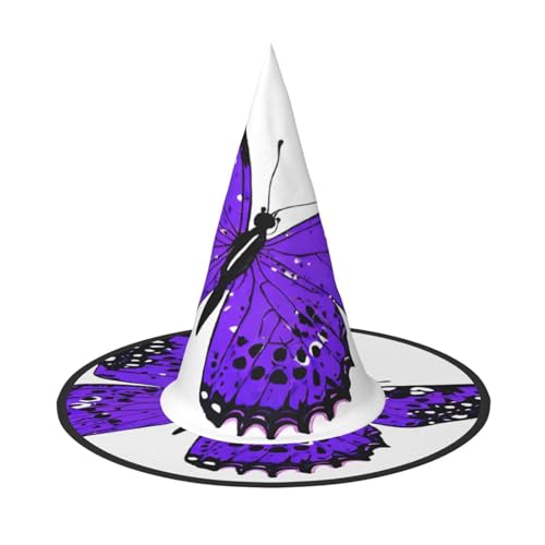 JAYWIS Halloween-Hut mit Schmetterlings-Druck, volle Abdeckung, für Erwachsene, verstaubare Hexe, Kopfbedeckung für Renaissance-Messen, Gothic-Partys und Festivals von JAYWIS
