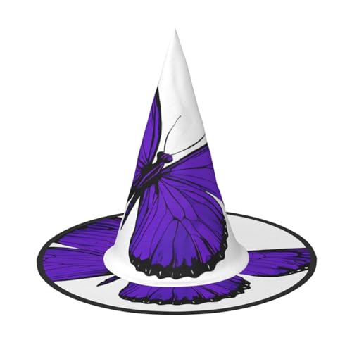 JAYWIS Halloween-Hut mit Schmetterlingsmotiv, volle Abdeckung, für Erwachsene, verstaubare Hexe, Kopfbedeckung für Renaissance-Messen, Gothic-Partys und Festivals von JAYWIS