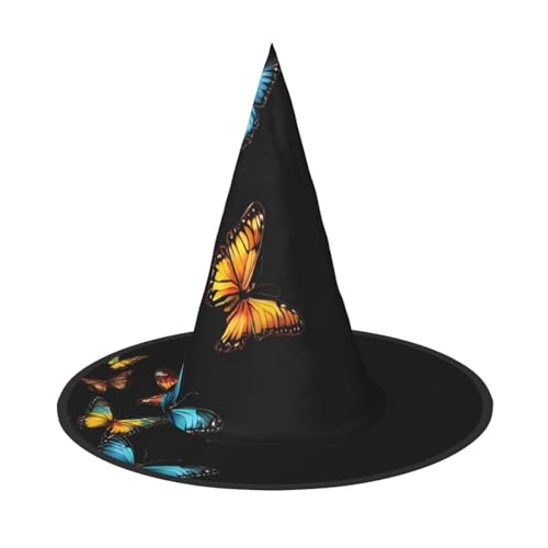 JAYWIS Halloween-Hut mit Schmetterlingsmotiv, volle Abdeckung, für Erwachsene, verstaubare Hexe, Kopfbedeckung für Renaissance-Messen, Gothic-Partys und Festivals von JAYWIS