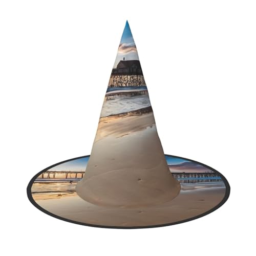 JAYWIS Halloween-Hut mit Sonnenuntergang, volle Abdeckung, für Erwachsene, verstaubare Hexe, Kopfbedeckung für Renaissance-Messen, Gothic-Partys und Festivals von JAYWIS