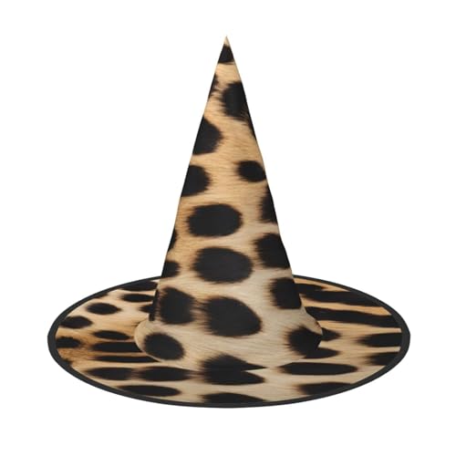 JAYWIS Halloween-Hut mit rauem Leopardenmuster für Erwachsene, verstaubare Hexen-Kopfbedeckung für Renaissance-Messen, Gothic-Partys und Festivals von JAYWIS