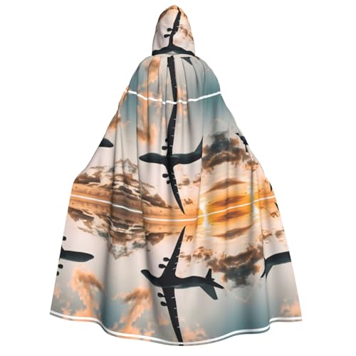 JAYWIS Halloween-Umhang mit Flugzeug-Sonnenuntergang – bedruckter Halloween-Umhang mit Kapuze für Erwachsene, durchgehender Umhang für Festivals, Gothic-Events und Kostümpartys JAYWIS Halloween-Umhang mit Flugzeug-Sonnenuntergang – bedruckter Halloween-Umhang mit Kapuze für Erwachsene, durchgehender Umhang für Festivals, Gothic-Events und Kostümpartys von JAYWIS