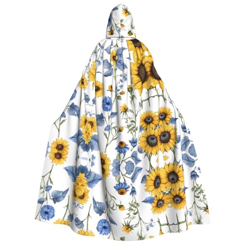 JAYWIS Halloween-Umhang mit Sonnenblumen-Aufdruck für Erwachsene, bedruckt, voller Umhang für Festivals, Gothic-Veranstaltungen und Kostümpartys von JAYWIS