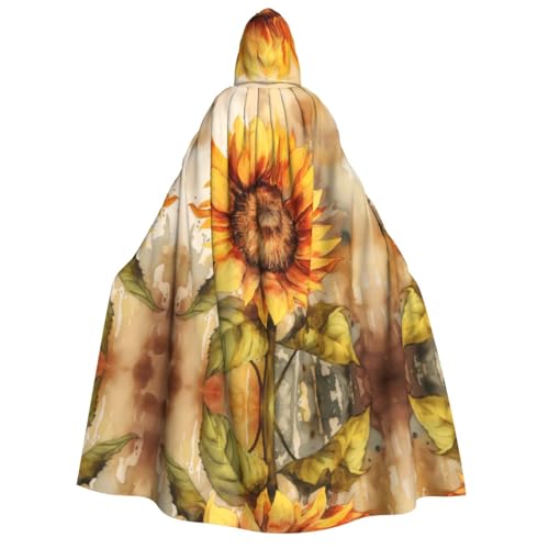 JAYWIS Halloween-Umhang mit Sonnenblumen-Aufdruck für Erwachsene, bedruckt, voller Umhang für Festivals, Gothic-Veranstaltungen und Kostümpartys von JAYWIS