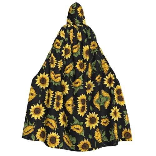 JAYWIS Halloween-Umhang mit Sonnenblumen-Aufdruck für Erwachsene, bedruckt, voller Umhang für Festivals, Gothic-Veranstaltungen und Kostümpartys von JAYWIS