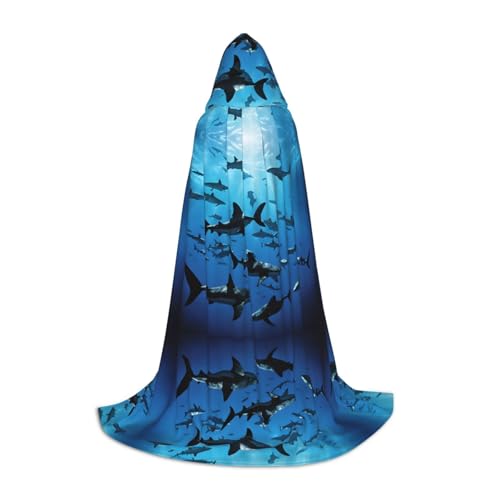 JAYWIS Hammerhead Sharks Kapuzenumhang für Jugendliche, bedruckt, verstellbar, für Teenager, Halloween-Abenteuer, Partys und festliche Anlässe, Größe L JAYWIS Hammerhead Sharks Kapuzenumhang für Jugendliche, bedruckt, verstellbar, für Teenager, Halloween-Abenteuer, Partys und festliche Anlässe, Größe L von JAYWIS