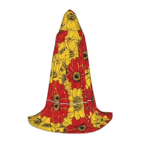 JAYWIS Hübscher Mohnblumen-Umhang mit Kapuze, bedruckt, verstellbar, für Teenager, Halloween-Abenteuer, Partys und festliche Anlässe, Größe S von JAYWIS