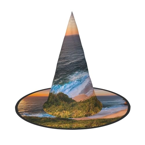 JAYWIS Irland Sonnenuntergang Meereslandschaft – Druck volle Abdeckung Halloween Hut Erwachsene – verstaubare Hexe Kopfbedeckung für Renaissance-Messen, Gothic-Partys und Festivals von JAYWIS