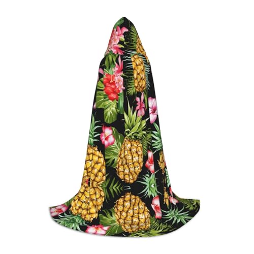 JAYWIS Kapuzenumhang mit Ananas und Blumen, bedruckt, verstellbar, für Teenager, Halloween-Abenteuer, Partys und festliche Anlässe, Größe M von JAYWIS