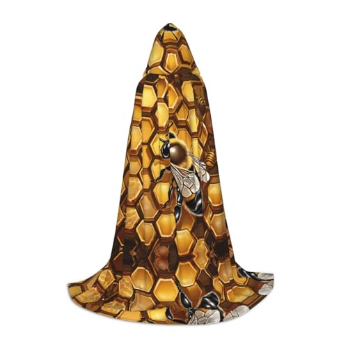 JAYWIS Kapuzenumhang mit Bienen-Honigbienen-Druck, bedruckt, verstellbar, für Teenager, Halloween-Abenteuer, Partys und festliche Anlässe, Größe L von JAYWIS