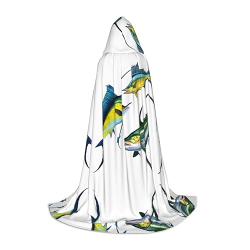 JAYWIS Kapuzenumhang mit Fischkunstdruck, bedruckt, verstellbar, für Teenager, Halloween-Abenteuer, Partys und festliche Anlässe, Größe M JAYWIS Kapuzenumhang mit Fischkunstdruck, bedruckt, verstellbar, für Teenager, Halloween-Abenteuer, Partys und festliche Anlässe, Größe M von JAYWIS