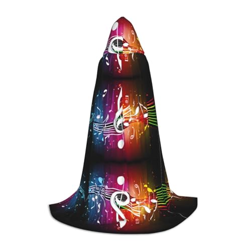 JAYWIS Kapuzenumhang mit Musiknoten-Druck, bedruckt, verstellbar, für Teenager, Halloween-Abenteuer, Partys und festliche Anlässe, Größe L von JAYWIS