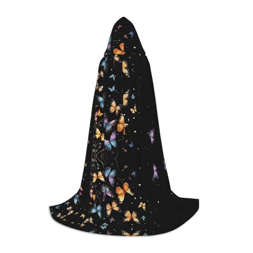 JAYWIS Kapuzenumhang mit Schmetterlings-Aufdruck, bedruckt, verstellbar, für Teenager, Halloween-Abenteuer, Partys und festliche Anlässe, Größe S JAYWIS Kapuzenumhang mit Schmetterlings-Aufdruck, bedruckt, verstellbar, für Teenager, Halloween-Abenteuer, Partys und festliche Anlässe, Größe S von JAYWIS
