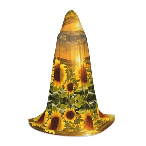 JAYWIS Kapuzenumhang mit Sonnenblumen-Druck, bedruckt, verstellbar, für Teenager, Halloween-Abenteuer, Partys und festliche Anlässe, Größe L von JAYWIS